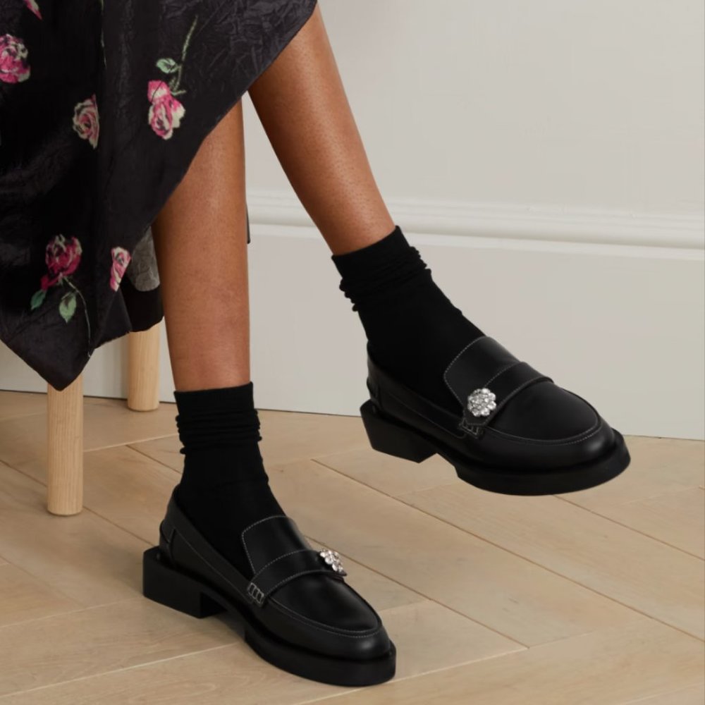 Ganni Embellished Leather Loafer
